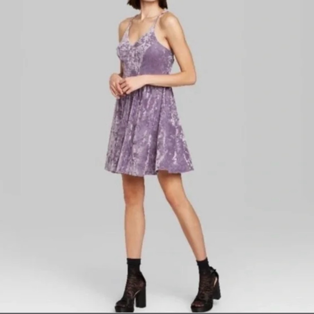 Wild Fable Velvet Purple Adjustable Spaghetti Strap Mini Dress